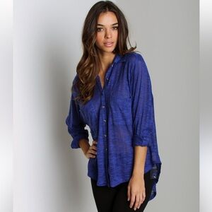 A25 Free People‎ Reality Bites Shirt Electric Blue